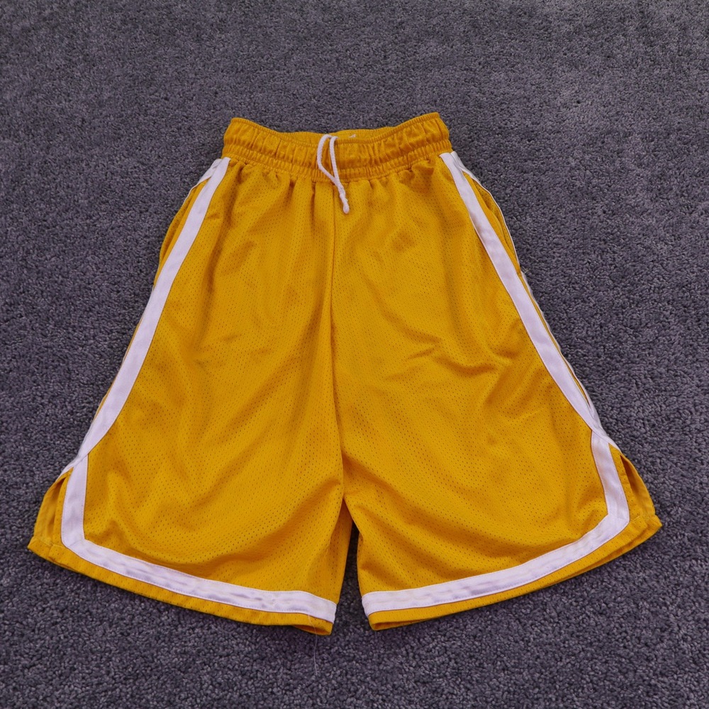 Russell Athletic Shorts Mens Small Yellow Mesh Basketball Gym Drawstring